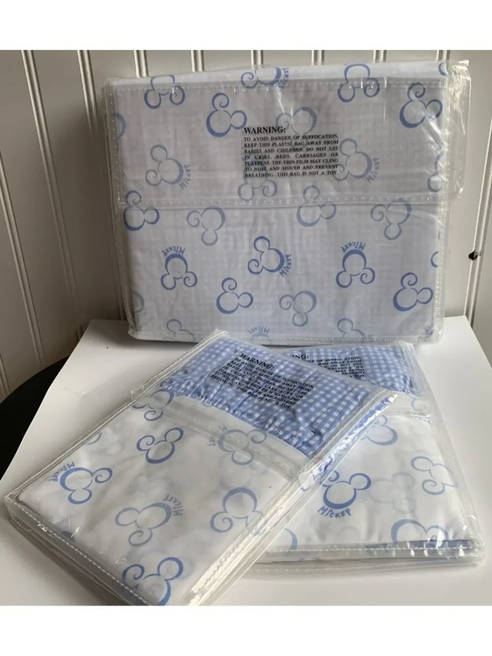 Rare New Disney Catalog Mickey Mouse Signature Icon Blue Twin Duvet 2 Shams